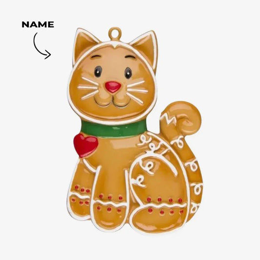 Gingerbread Cat Personalized Christmas Ornament