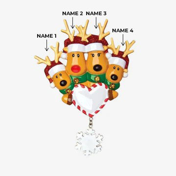 New Reindeer Family of 4 Ornament