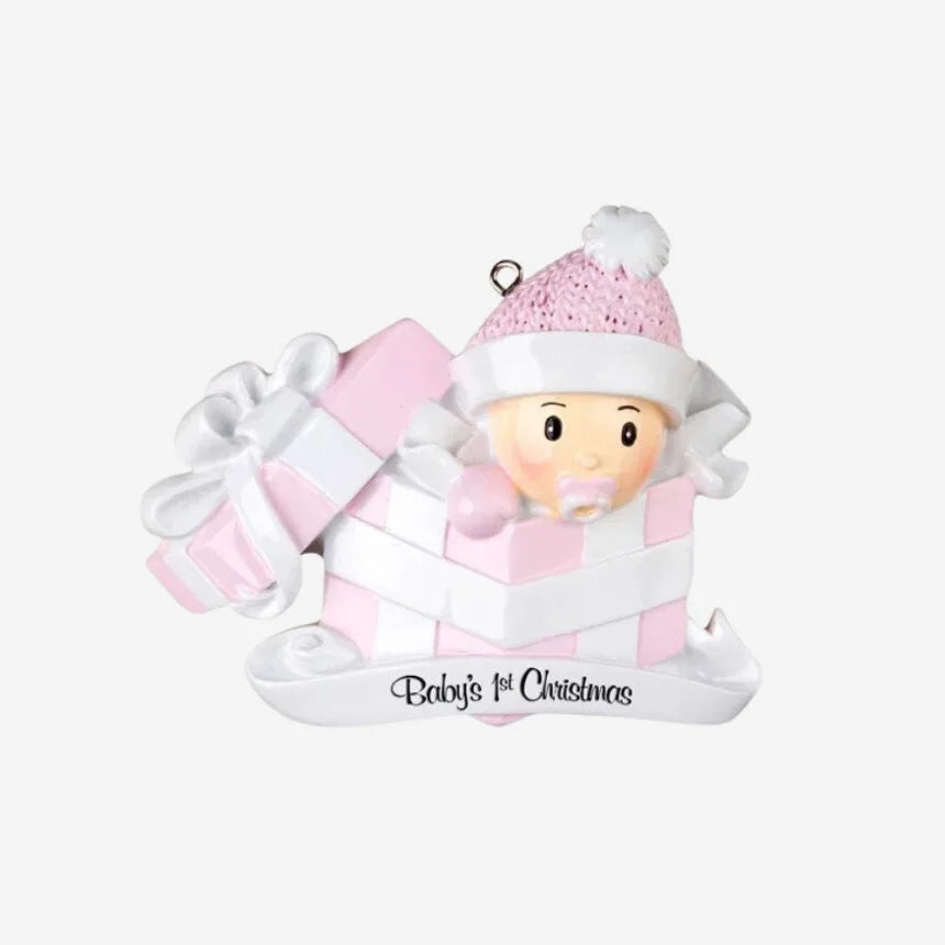 Baby Girl in Present Ornament