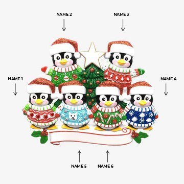 old sweater penguin family of 6