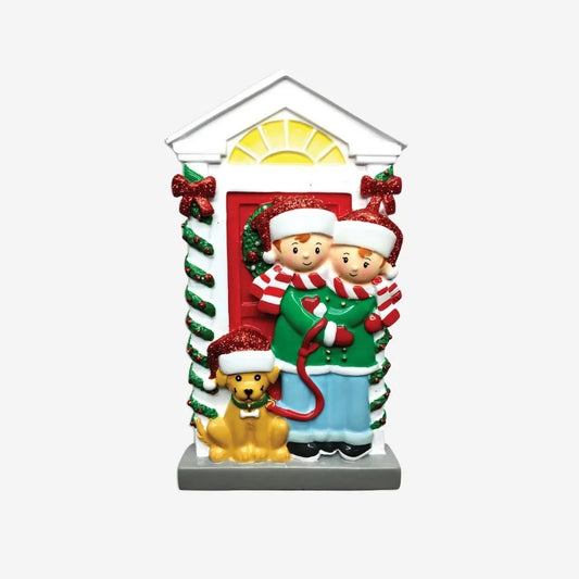 Couple with Dog Christmas Ornament