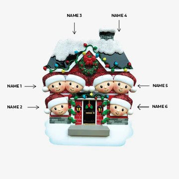 New House Family of 6 Ornament