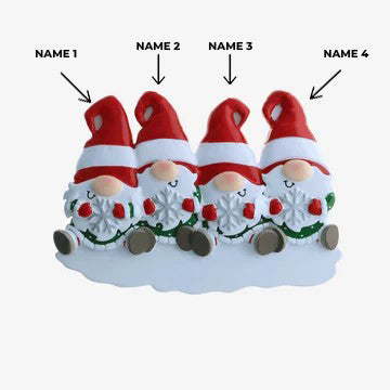 Gnome Family of 4 Ornaments