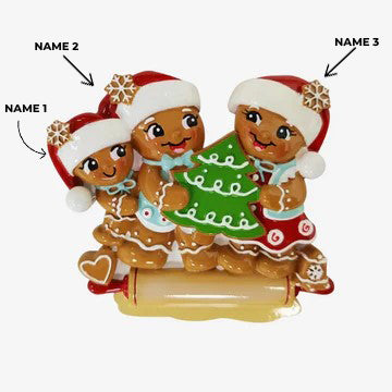 Nostalgic Gingerbread Family of 3 Ornament