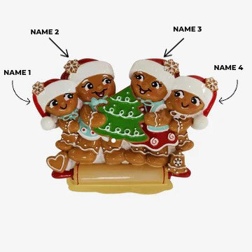 Nostalgic Gingerbread Family of 4 Ornament