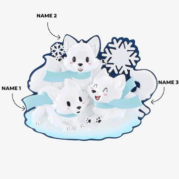 Arctic Fox Family of 3 Ornament