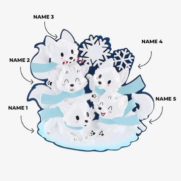 Arctic Fox Family of 5 Ornament