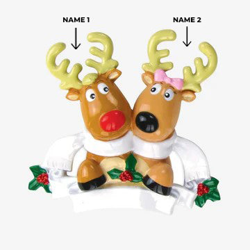 Reindeer Couple with Scarves Ornament