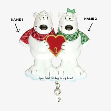 Couples Key To My Heart Polar Bear Ornament