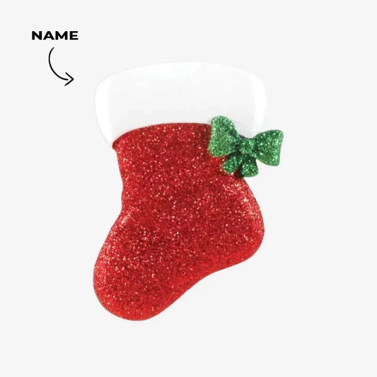 Red Glitter Stocking Personalized Christmas Ornament