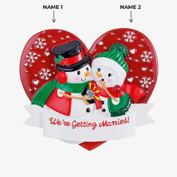 Snowman Couple Engagement Ornament