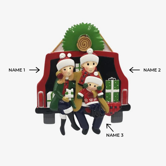 Woody Car Family of 3 Ornament